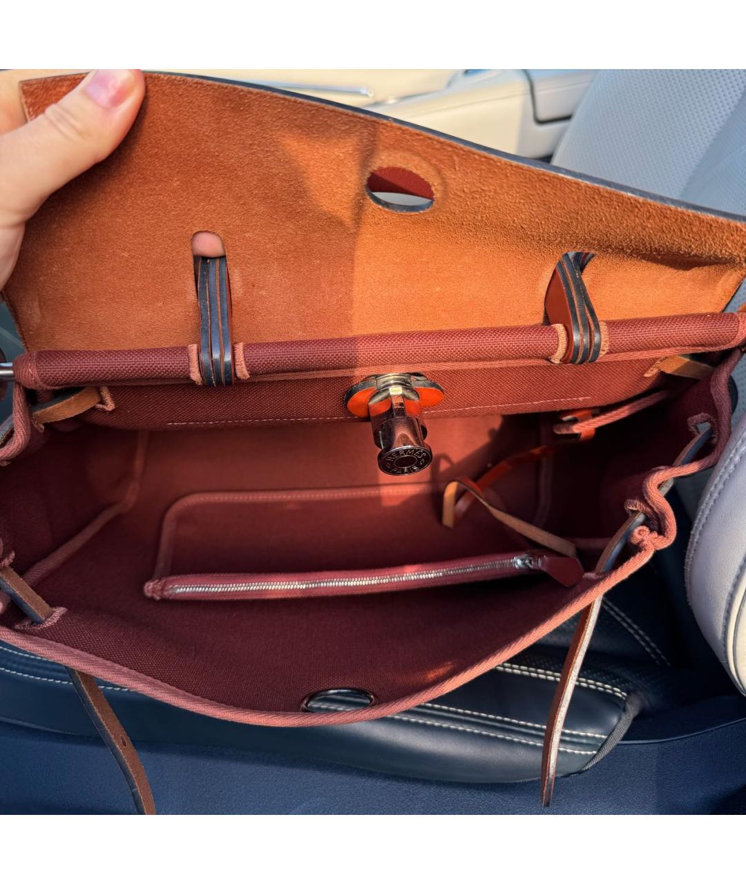 HERMES Коричневая хлопковая сумка через плечо, фото 4