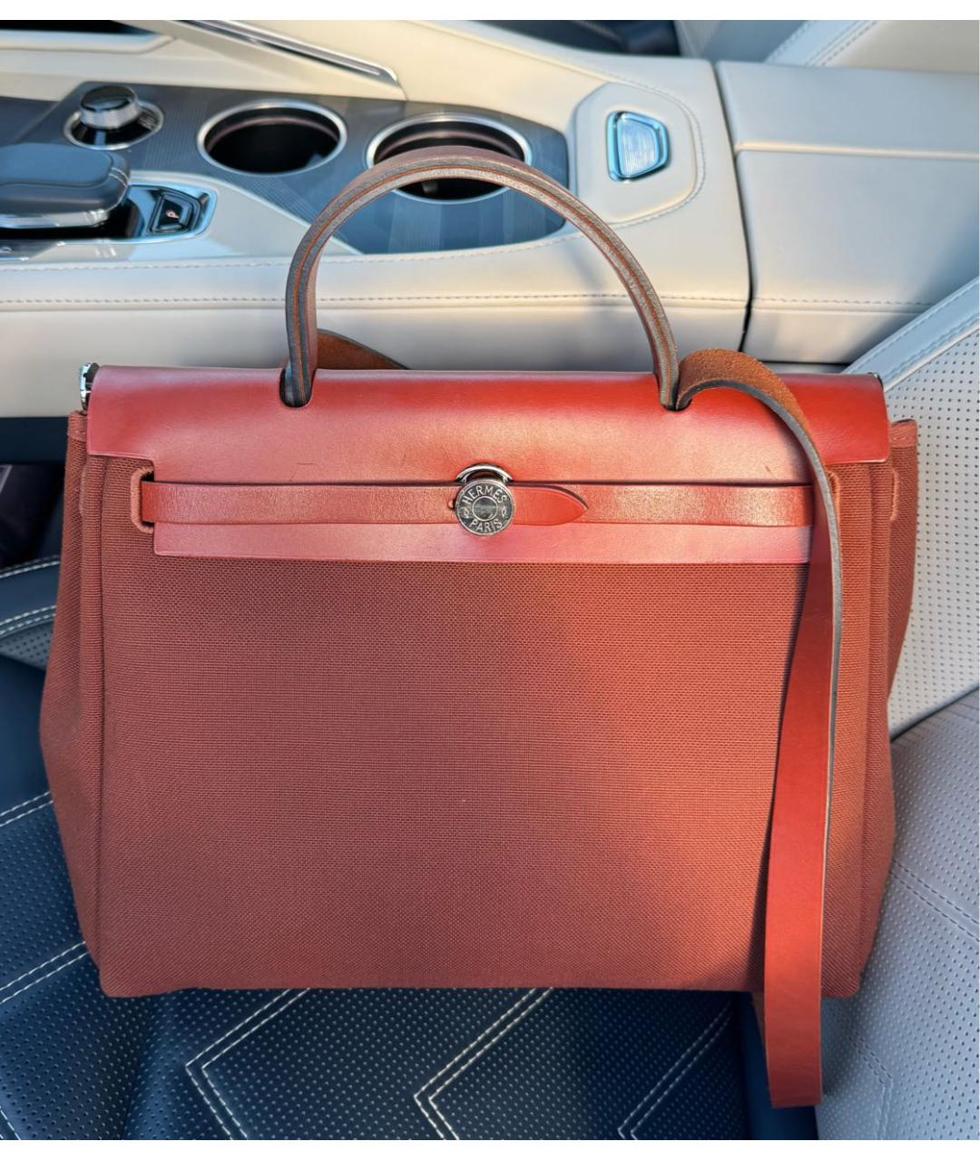 HERMES Коричневая хлопковая сумка через плечо, фото 8