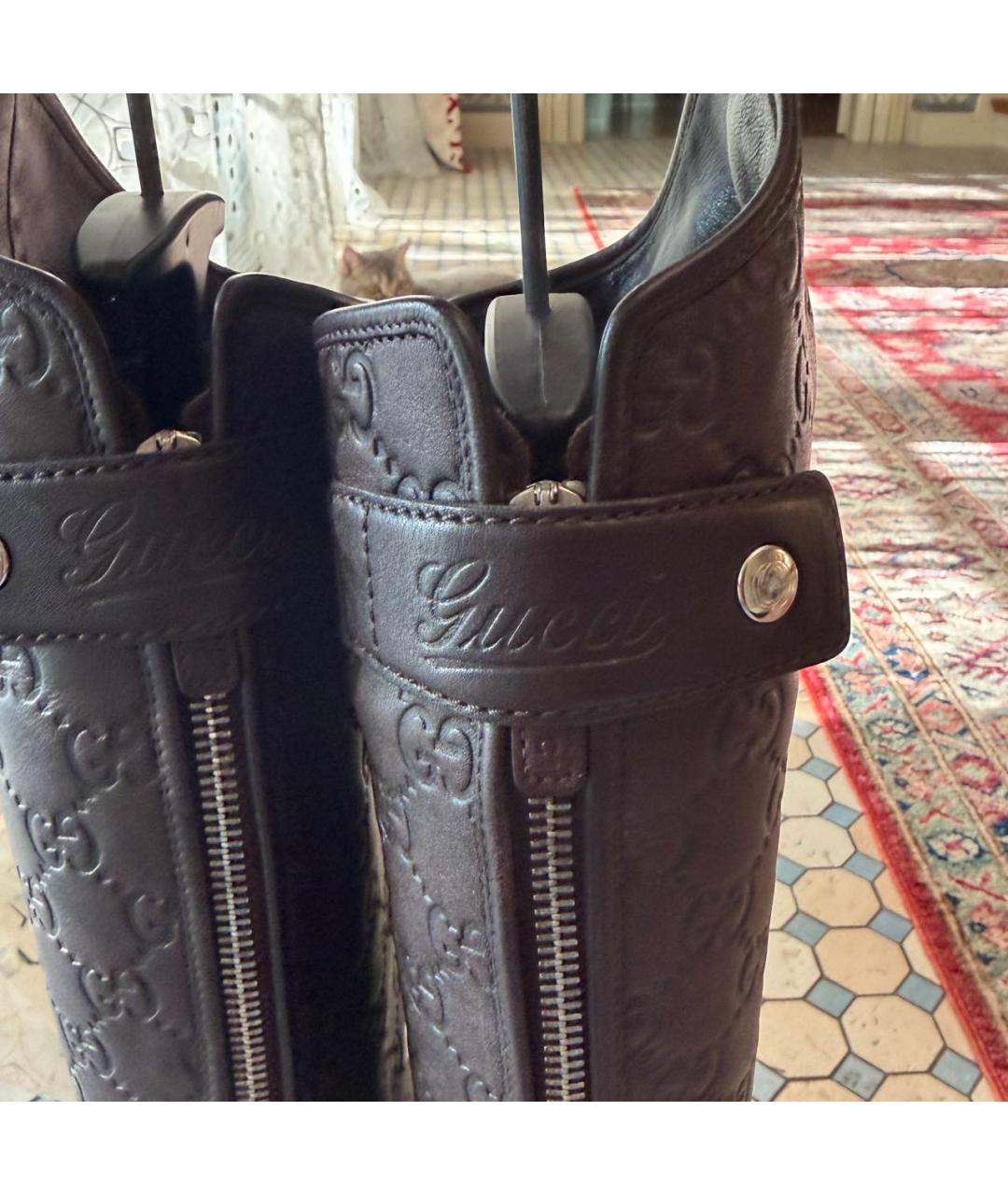 GUCCI Коричневые кожаные сапоги, фото 5