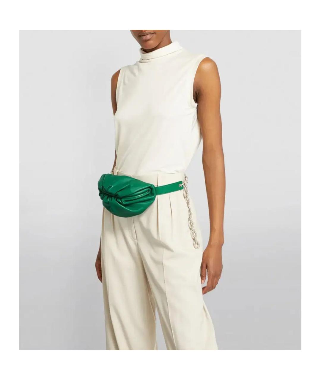 BOTTEGA VENETA Зеленая кожаная поясная сумка, фото 6