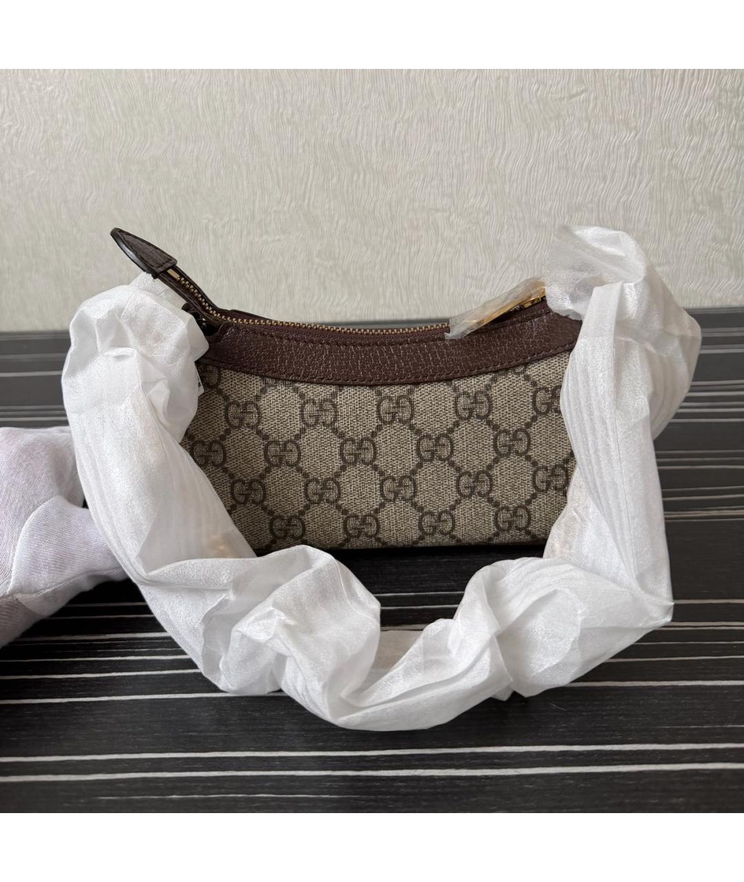 GUCCI Коричневая кожаная сумка через плечо, фото 3