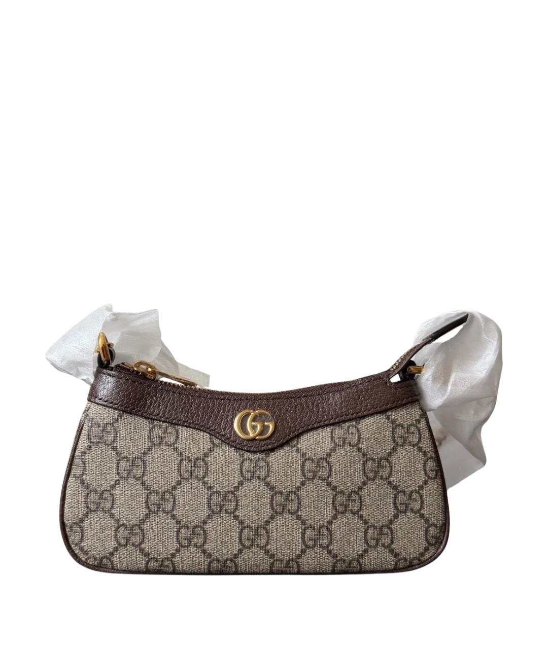 GUCCI Коричневая кожаная сумка через плечо, фото 1