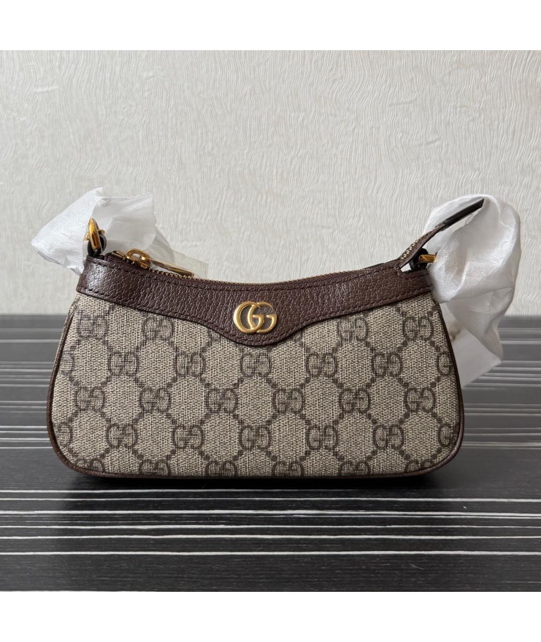 GUCCI Коричневая кожаная сумка через плечо, фото 9