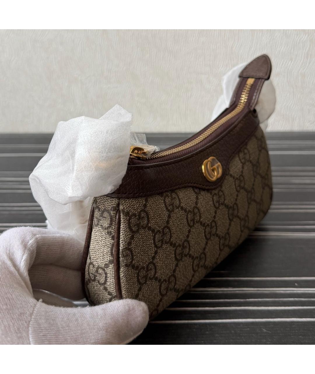 GUCCI Коричневая кожаная сумка через плечо, фото 2