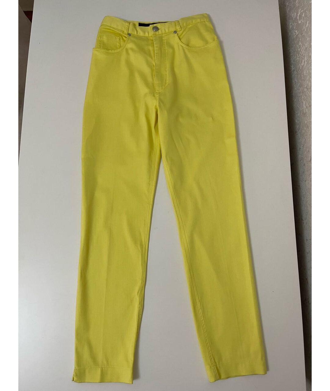 MARC CAIN Желтые хлопко-эластановые прямые брюки, фото 6