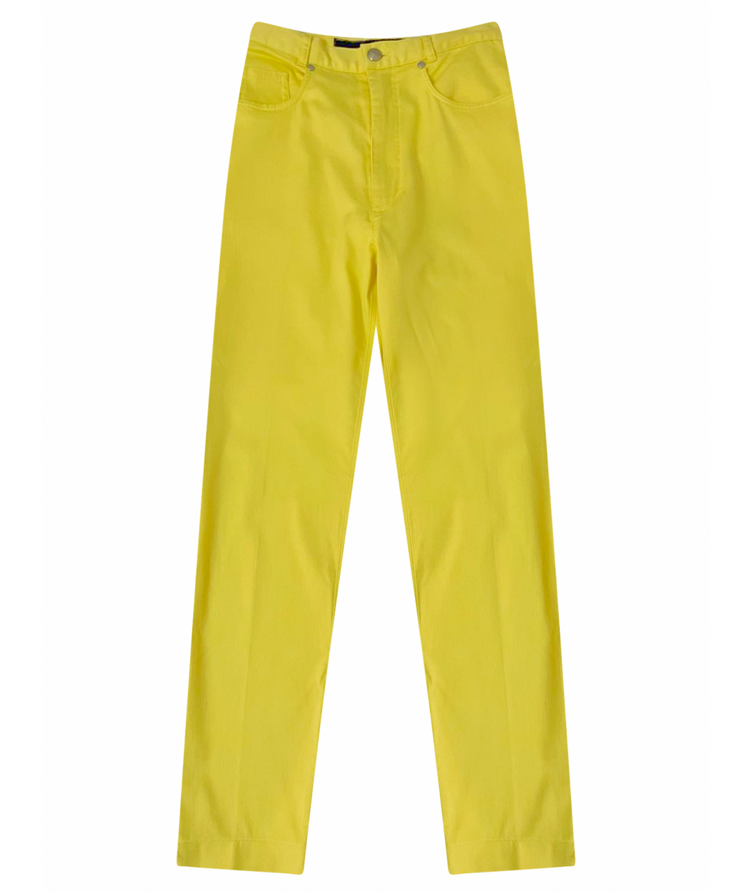 MARC CAIN Желтые хлопко-эластановые прямые брюки, фото 1