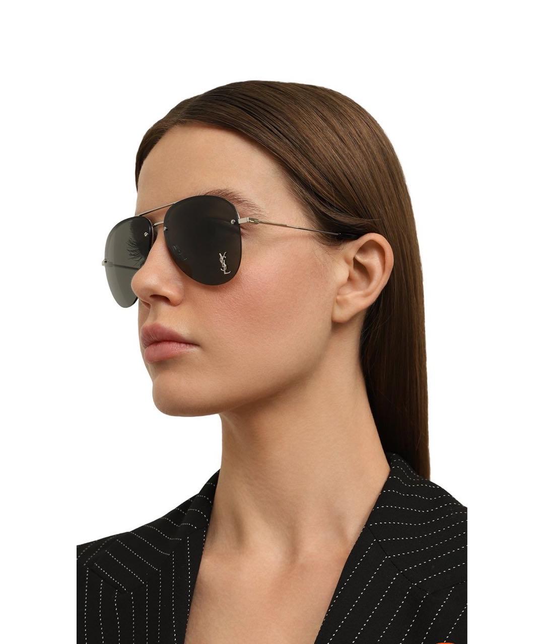 SAINT LAURENT Черные пластиковые солнцезащитные очки, фото 8