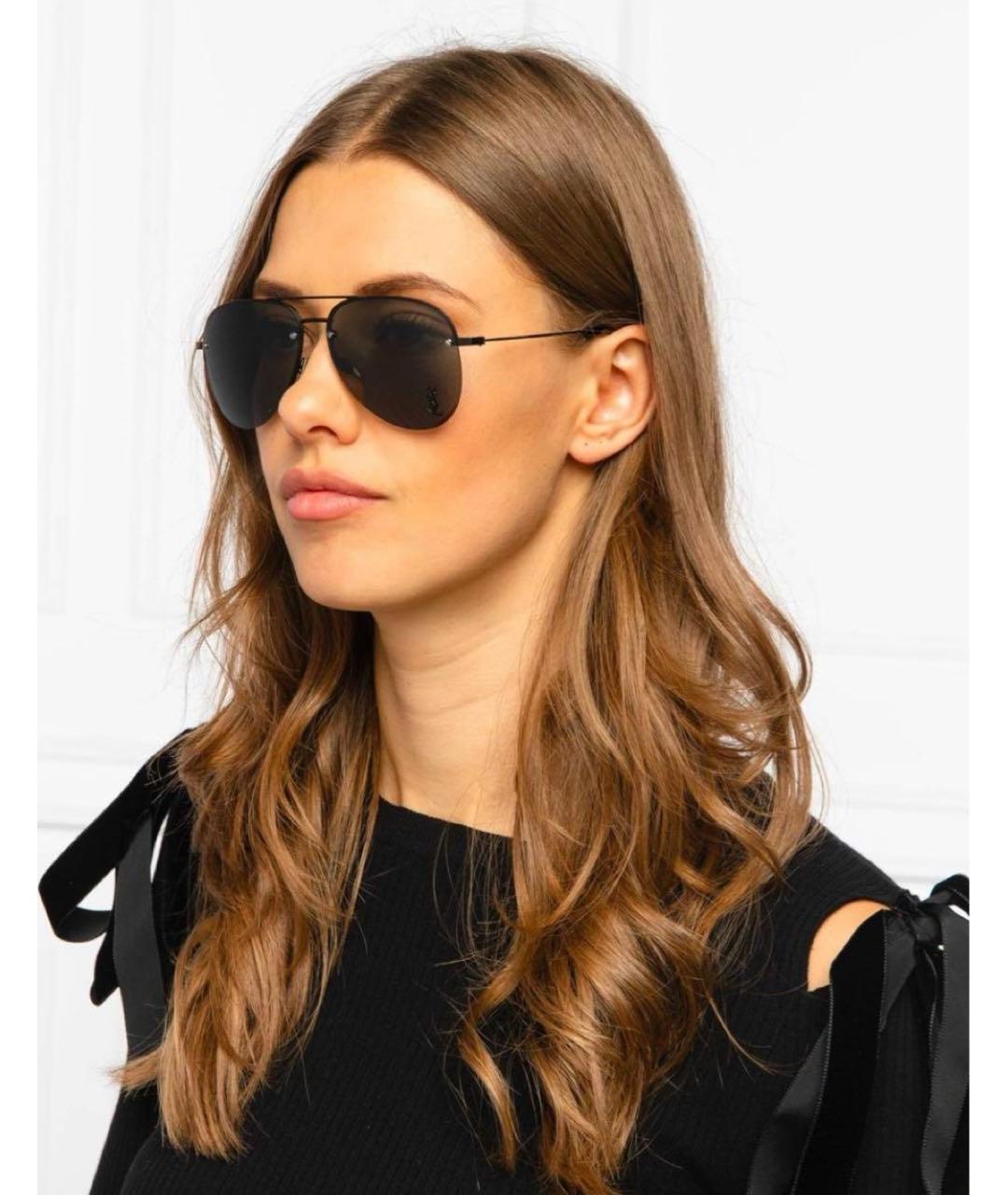SAINT LAURENT Черные пластиковые солнцезащитные очки, фото 7