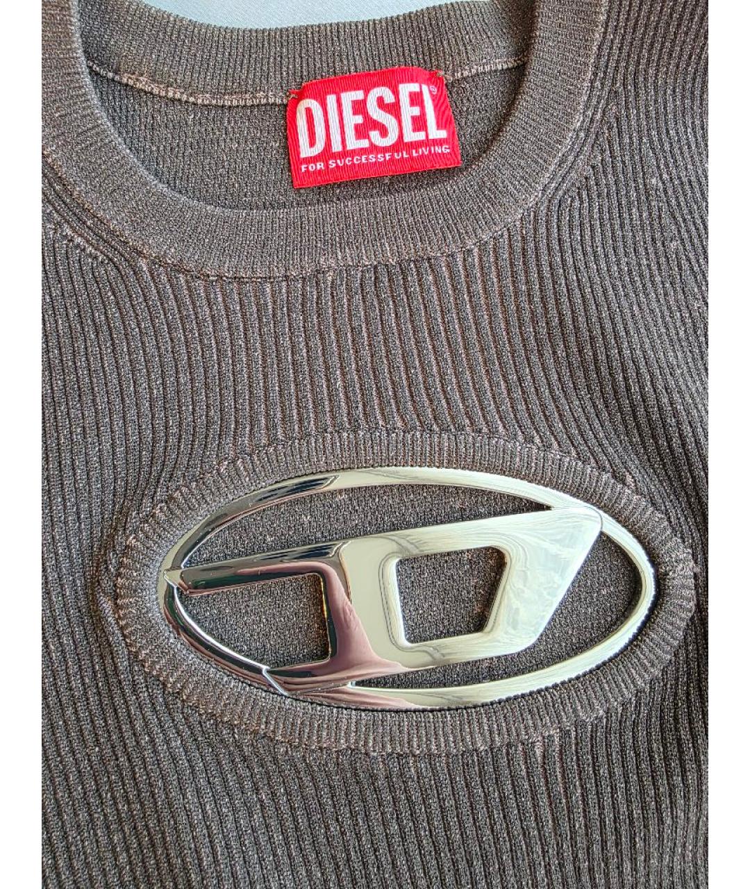 DIESEL Коричневая вискозная майка, фото 2