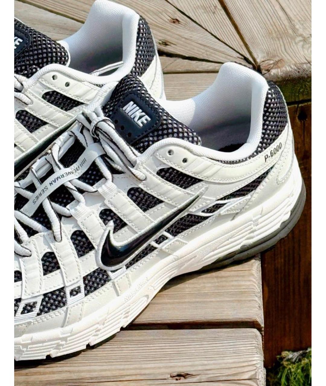 NIKE Белые текстильные низкие кроссовки / кеды, фото 6