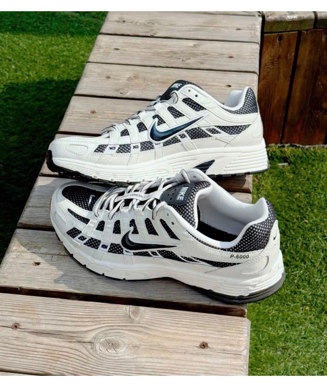 NIKE Белые текстильные низкие кроссовки / кеды, фото 5