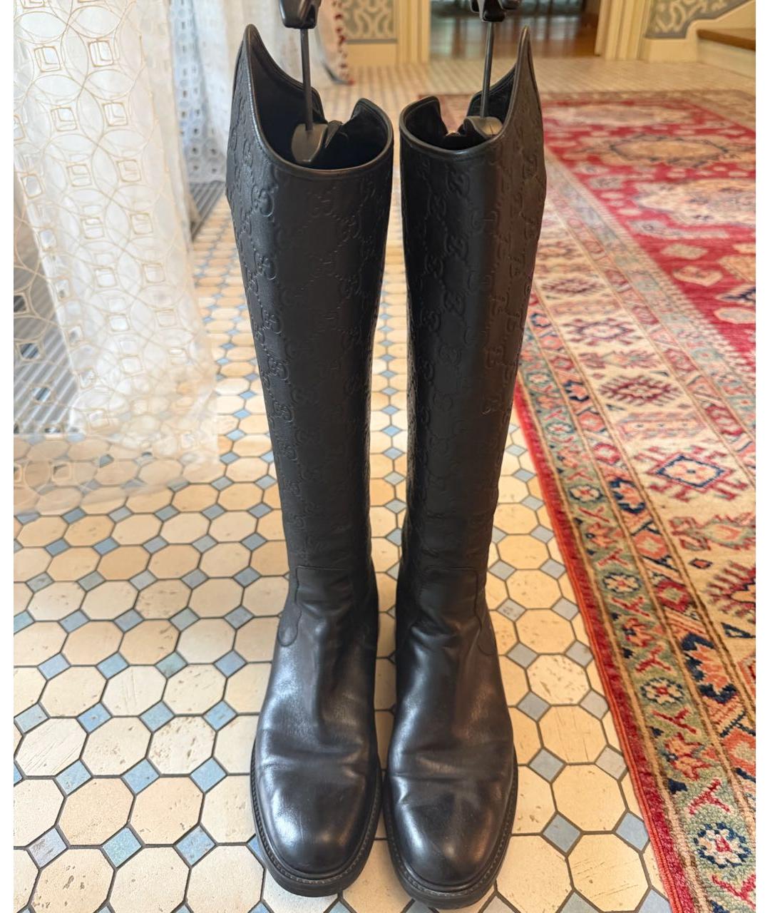 GUCCI Черные кожаные сапоги, фото 3