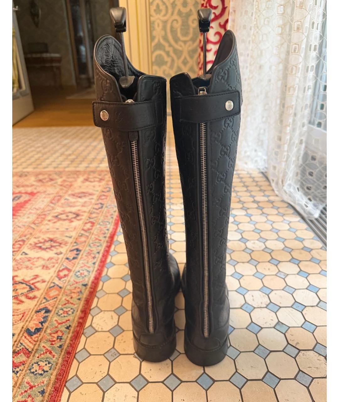 GUCCI Черные кожаные сапоги, фото 4