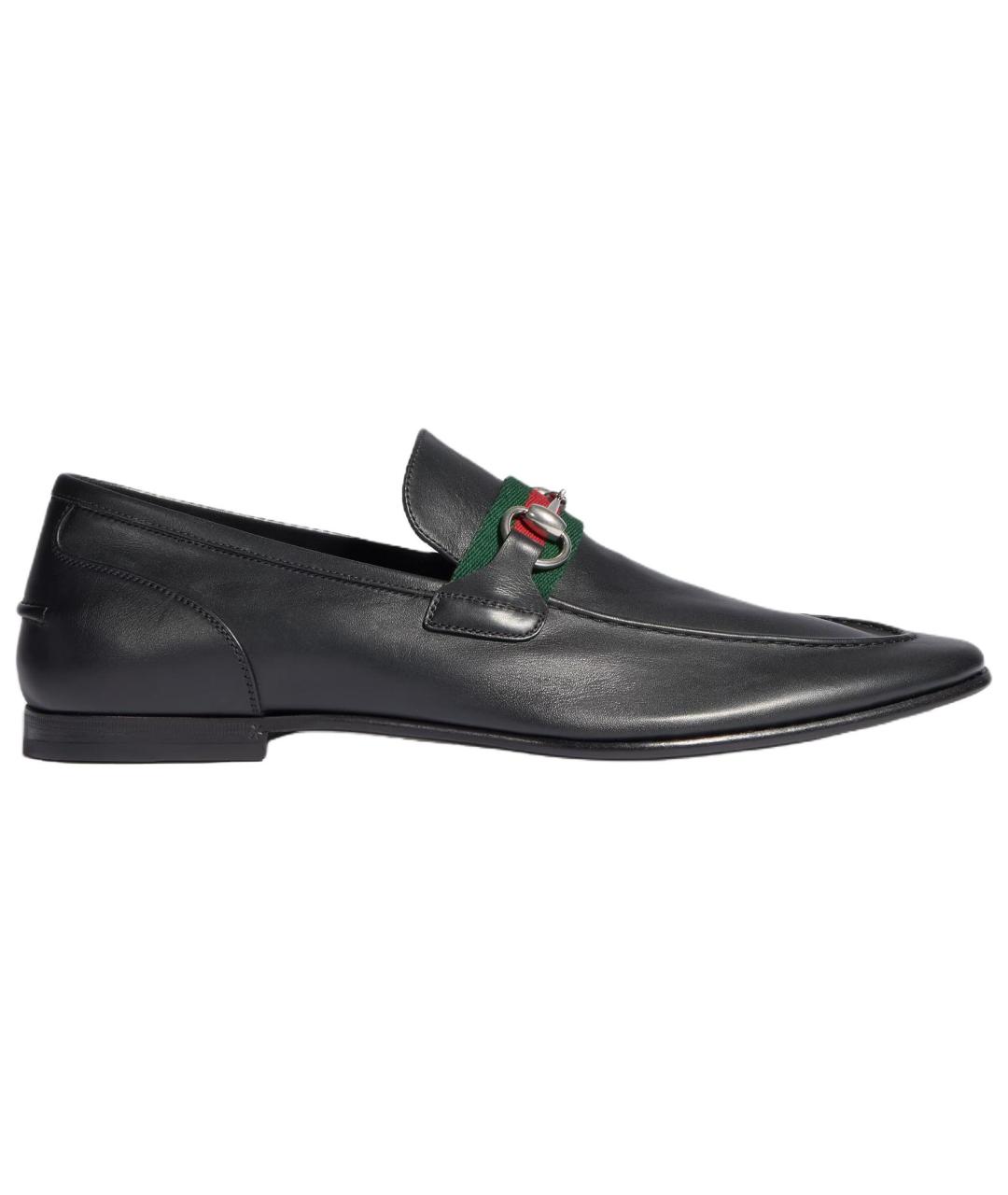 GUCCI Черные кожаные лоферы, фото 1