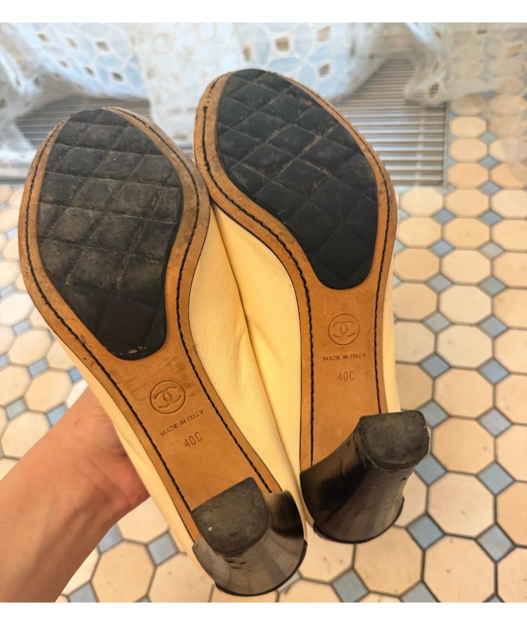CHANEL Бежевые кожаные туфли, фото 5