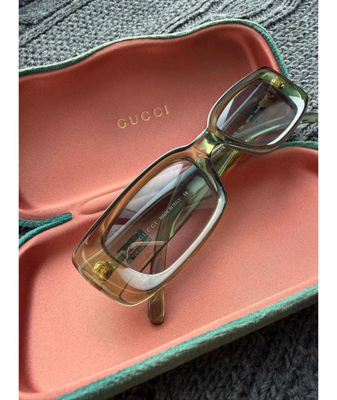 GUCCI Зеленые пластиковые солнцезащитные очки, фото 7