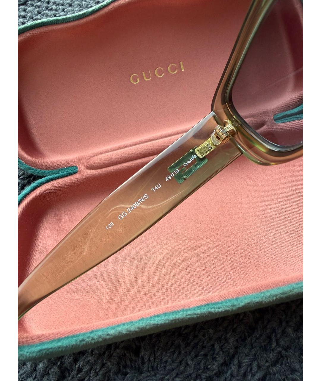 GUCCI Зеленые пластиковые солнцезащитные очки, фото 4