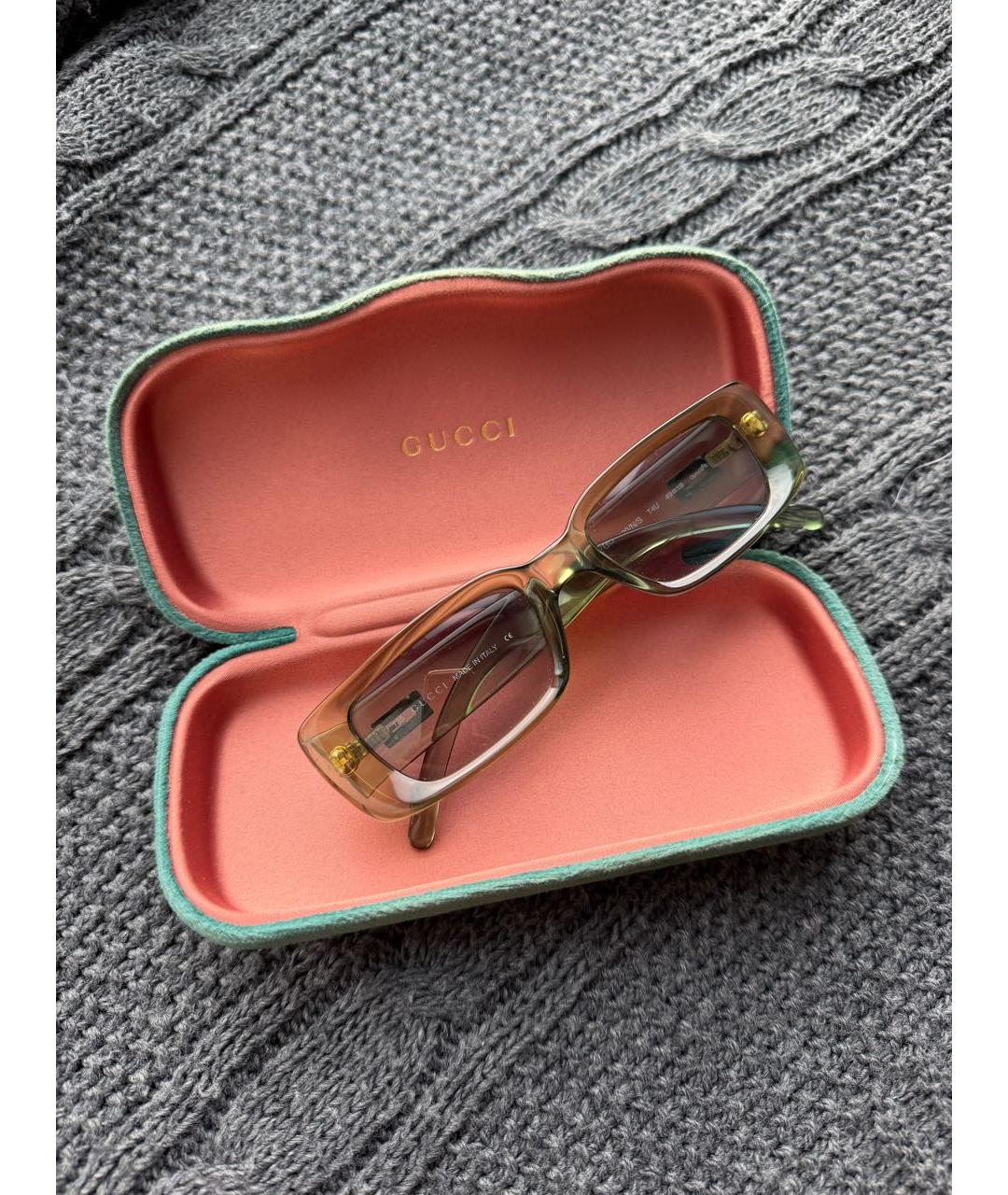 GUCCI Зеленые пластиковые солнцезащитные очки, фото 9