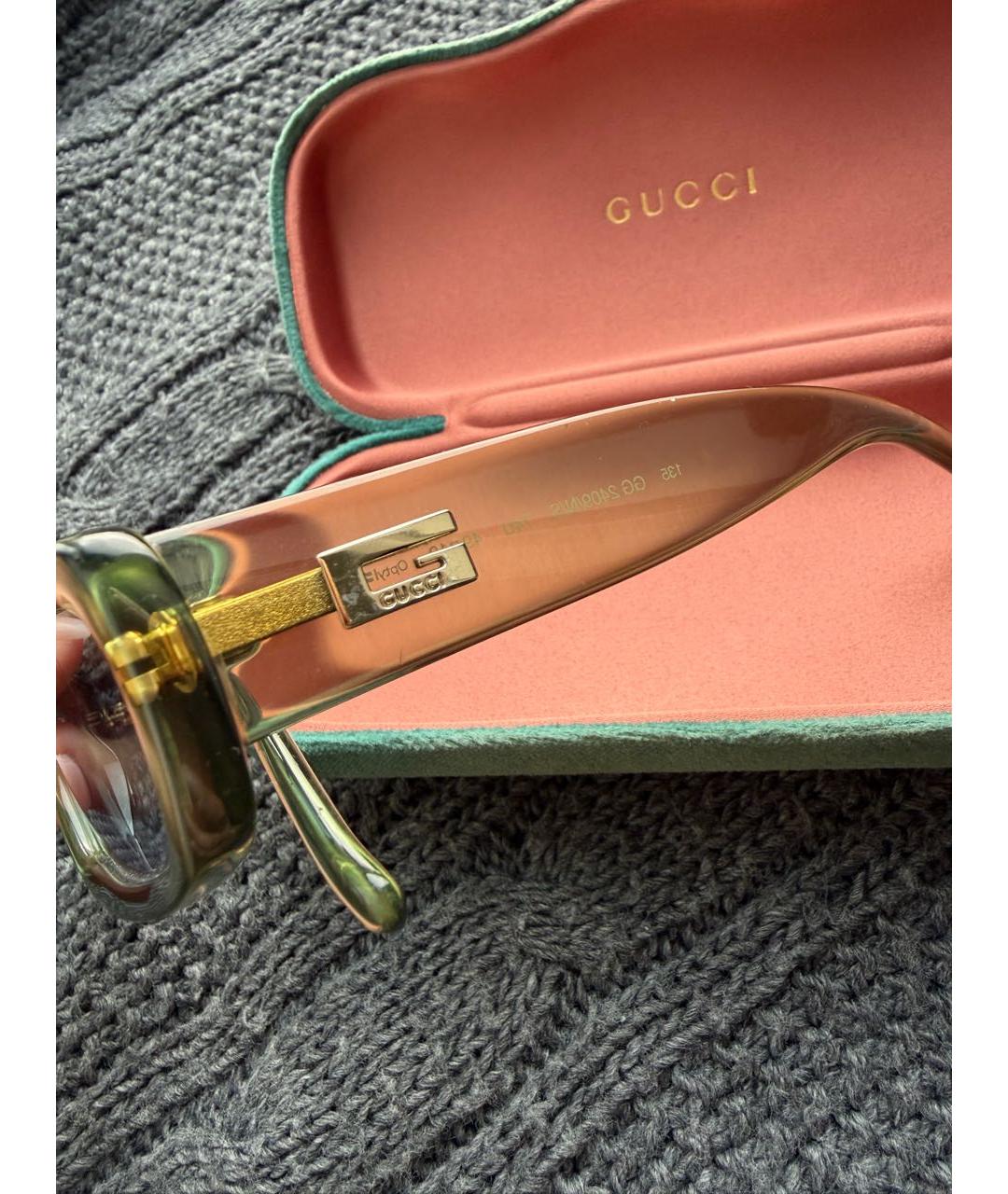 GUCCI Зеленые пластиковые солнцезащитные очки, фото 6