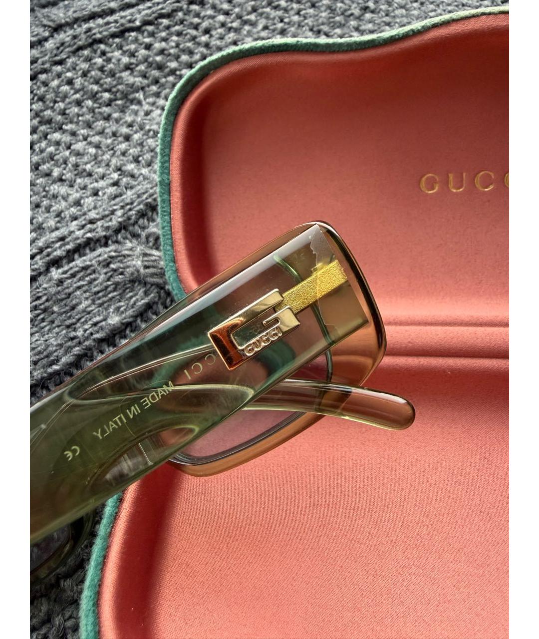 GUCCI Зеленые пластиковые солнцезащитные очки, фото 5
