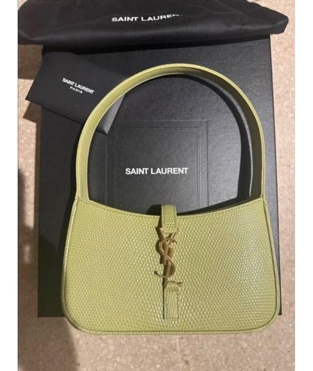 SAINT LAURENT Зеленая сумка с короткими ручками из экзотической кожи, фото 3