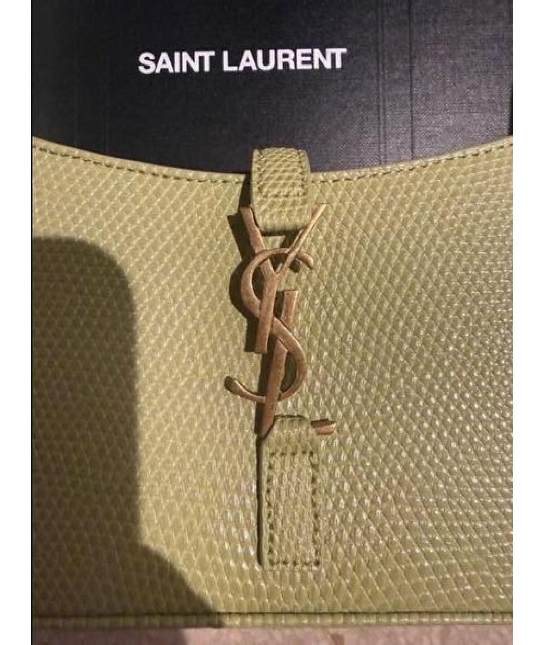 SAINT LAURENT Зеленая сумка с короткими ручками из экзотической кожи, фото 6