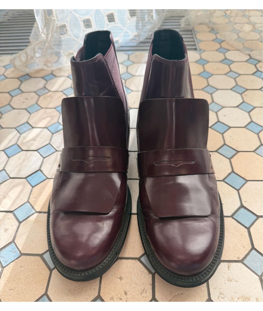 TOD'S Бордовые ботильоны из лакированной кожи, фото 2