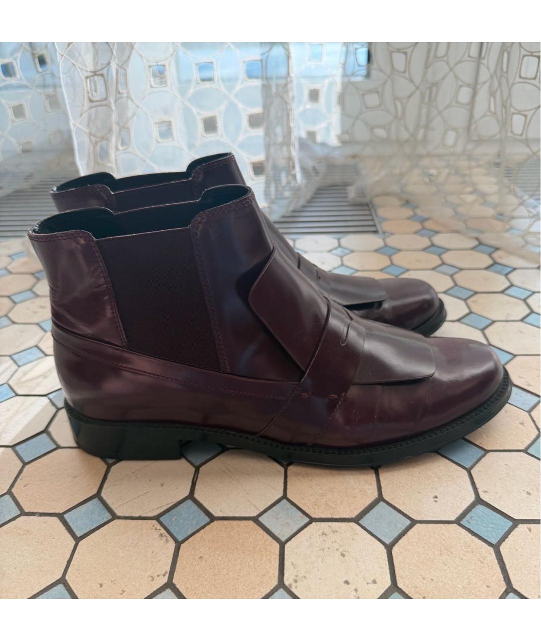 TOD'S Бордовые ботильоны из лакированной кожи, фото 6
