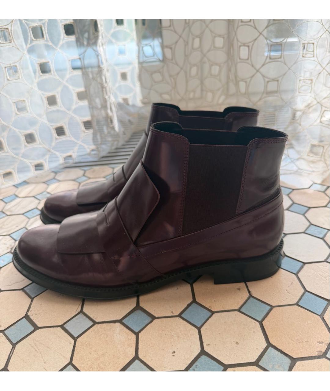 TOD'S Бордовые ботильоны из лакированной кожи, фото 3