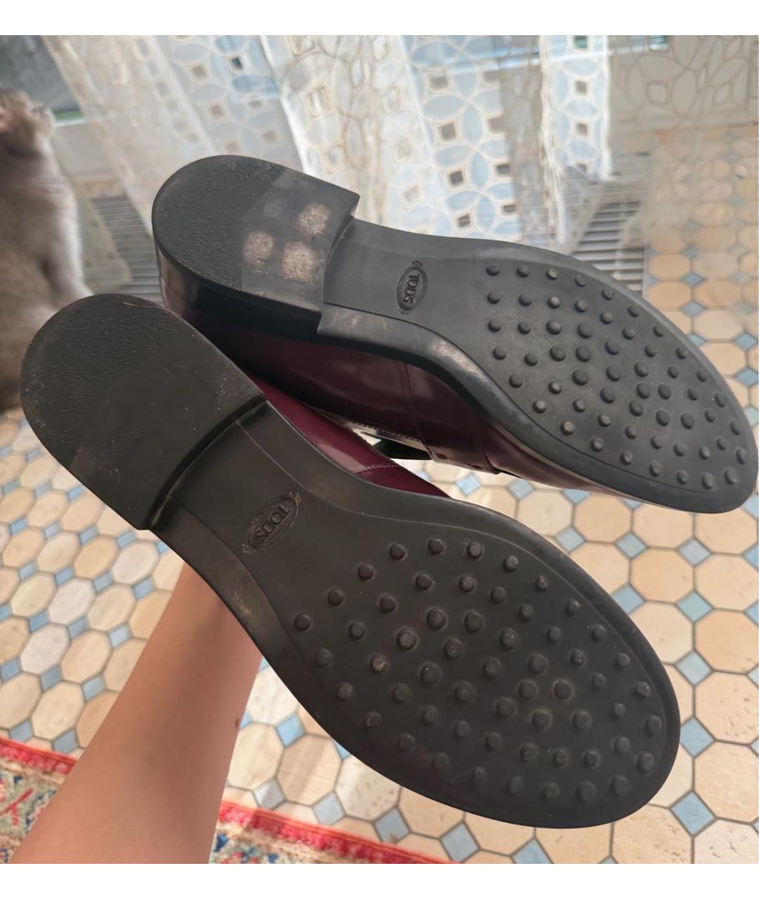 TOD'S Бордовые ботильоны из лакированной кожи, фото 5