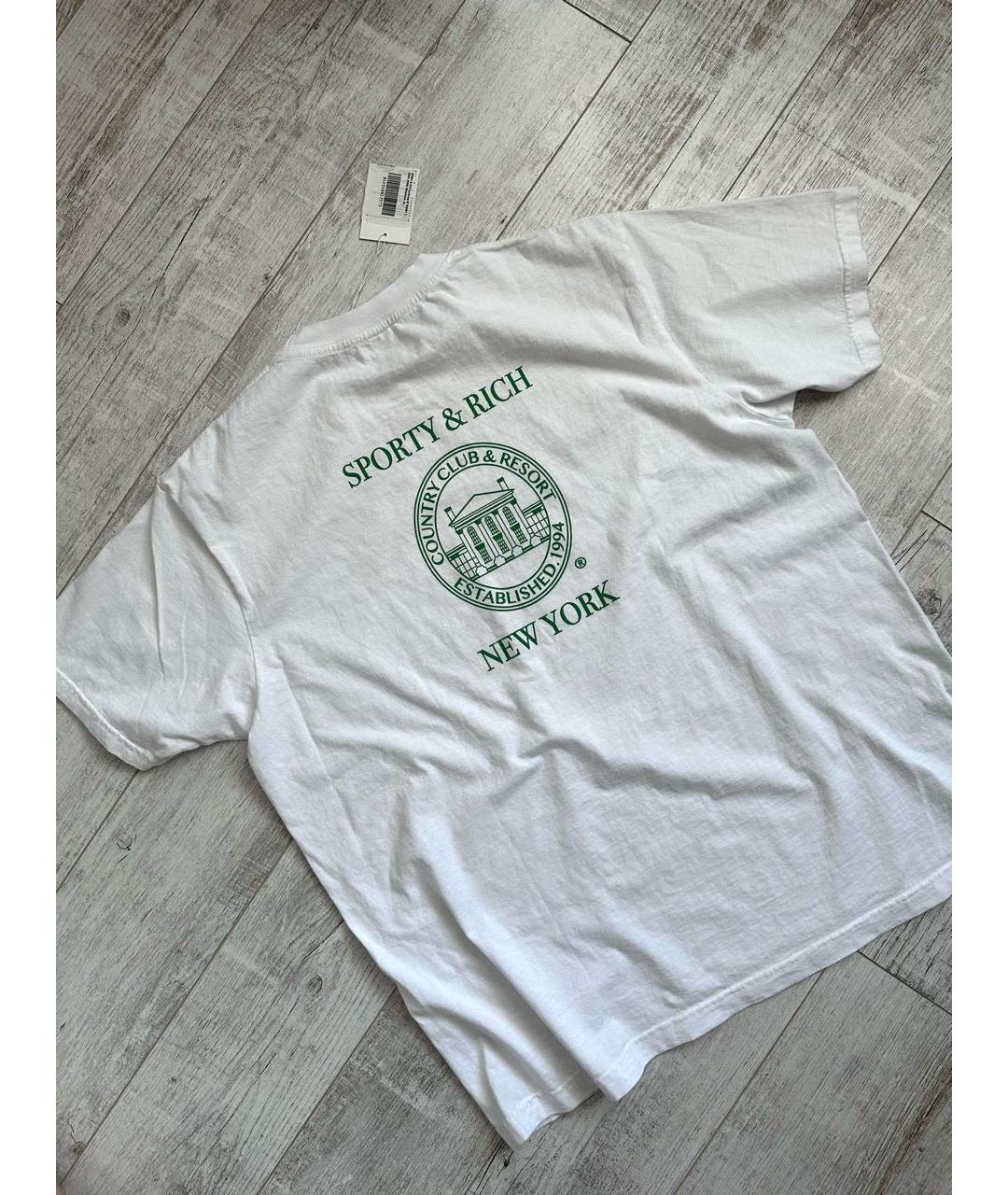 SPORTY AND RICH Белая хлопковая футболка, фото 3