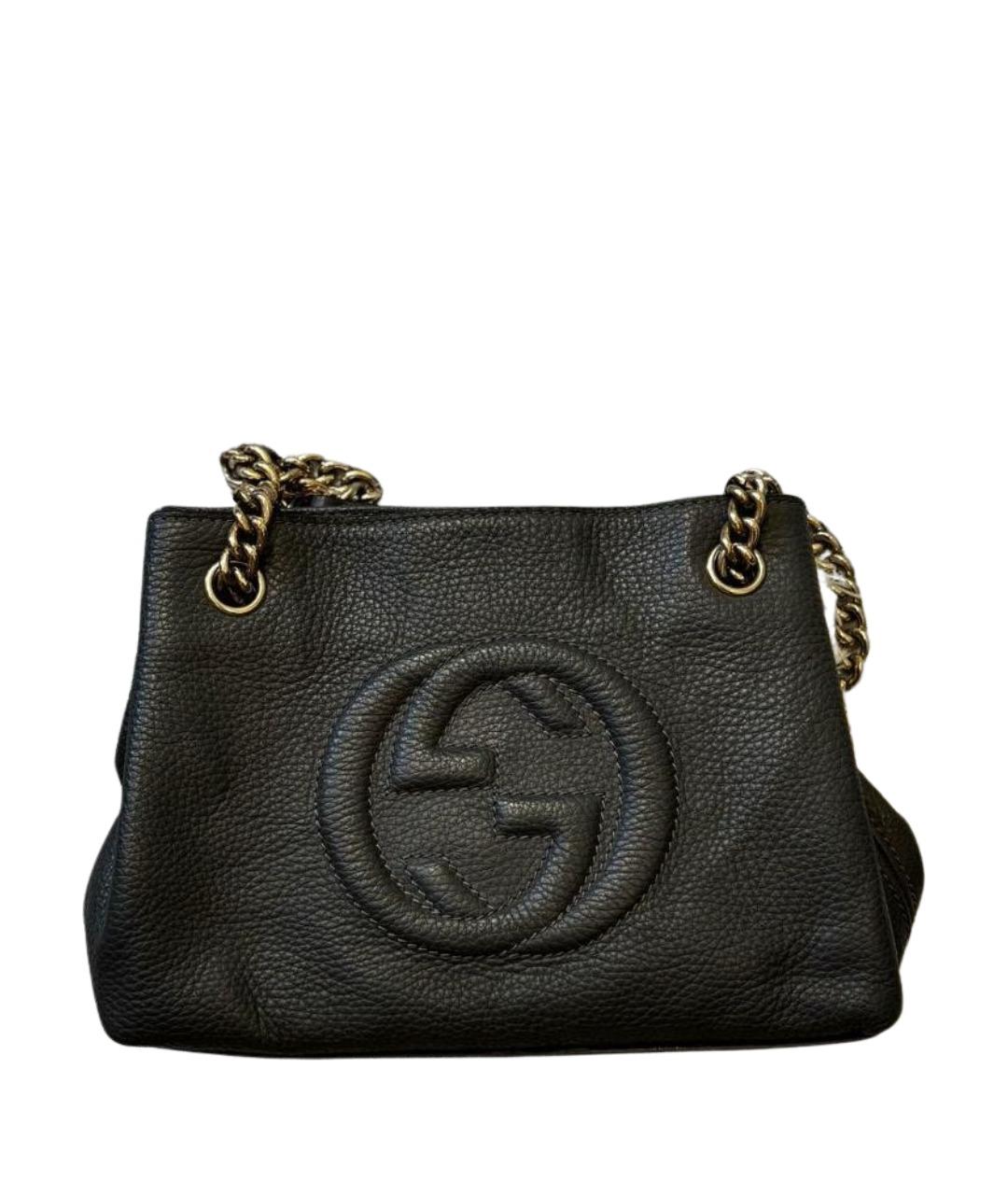 GUCCI Черная кожаная сумка тоут, фото 1