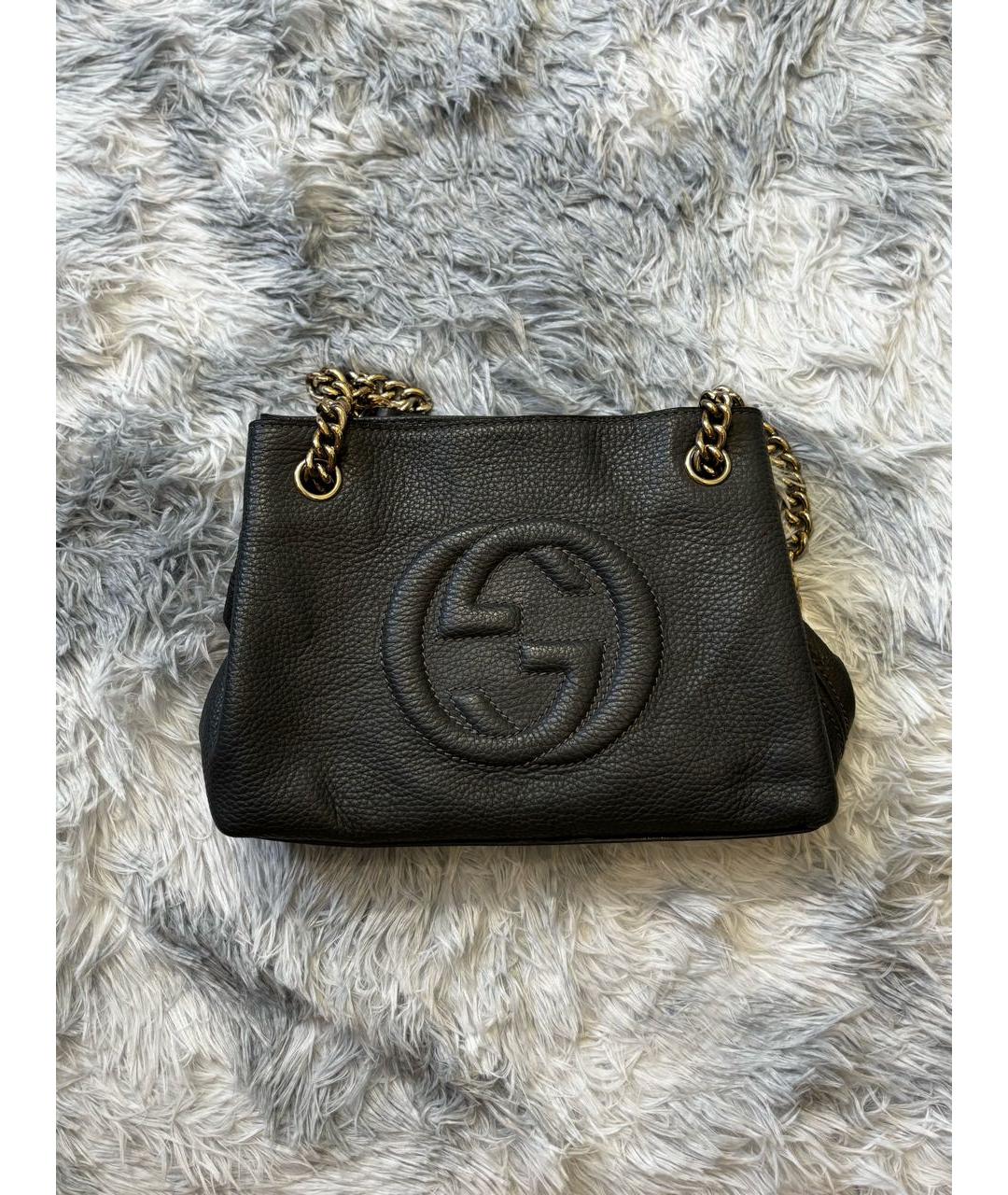 GUCCI Черная кожаная сумка тоут, фото 3