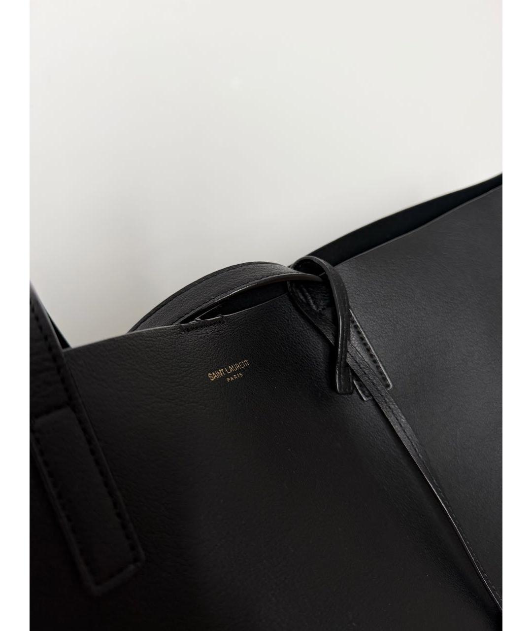 SAINT LAURENT Черная кожаная сумка тоут, фото 7