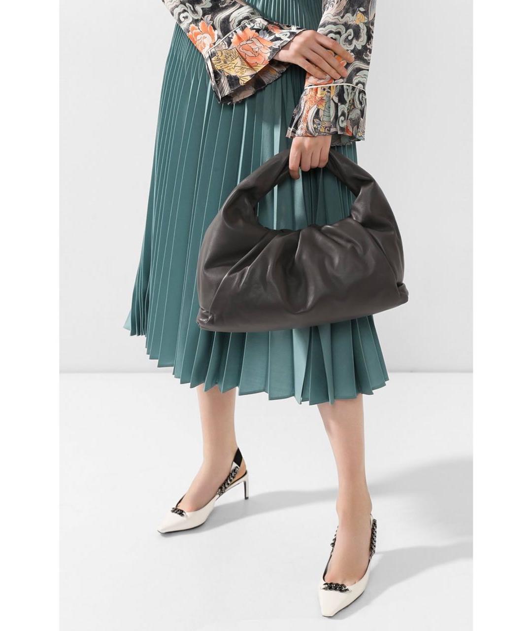 BOTTEGA VENETA Антрацитовая кожаная сумка с короткими ручками, фото 8
