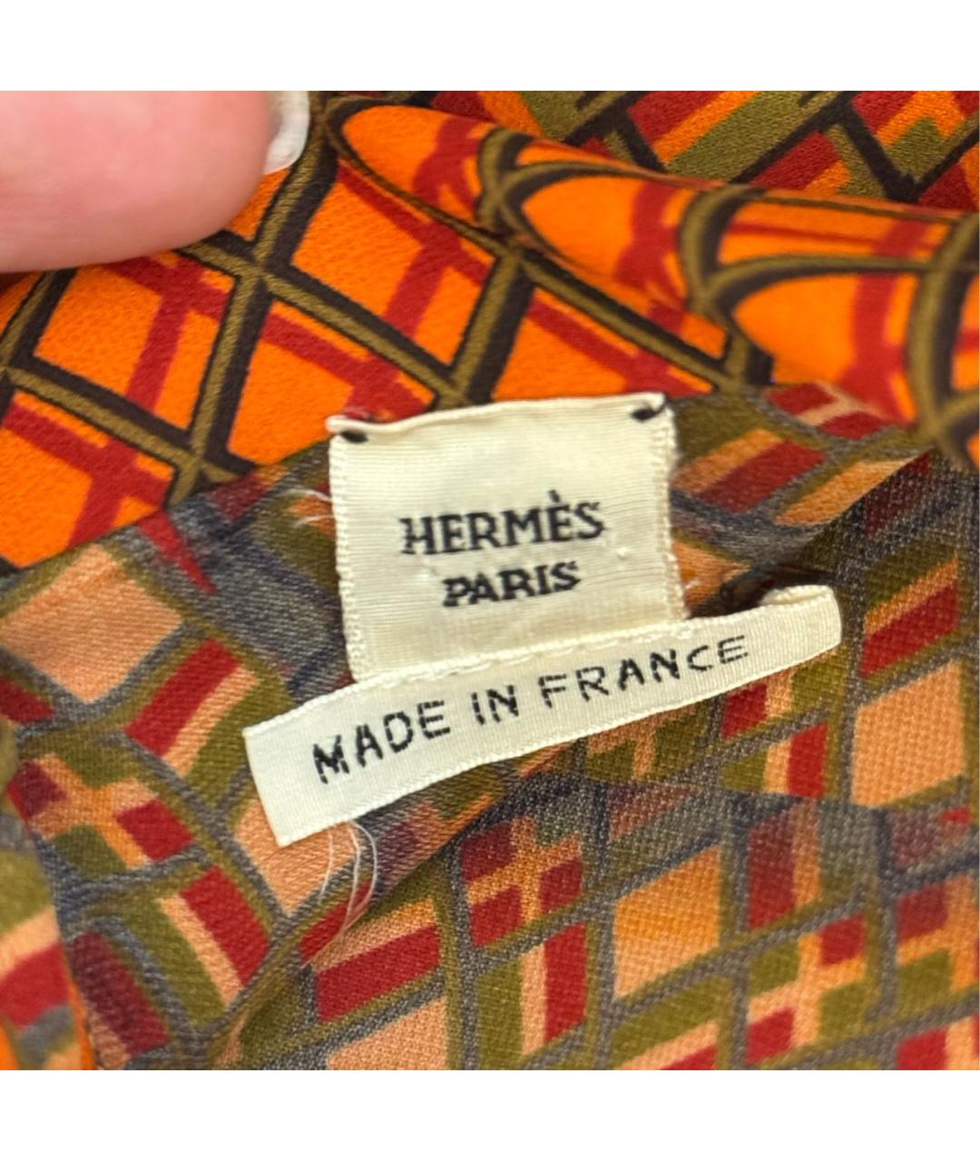 HERMES Оранжевая шелковая блузы, фото 3