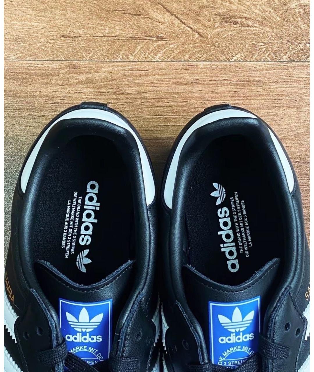 ADIDAS Черные кожаные кеды, фото 4