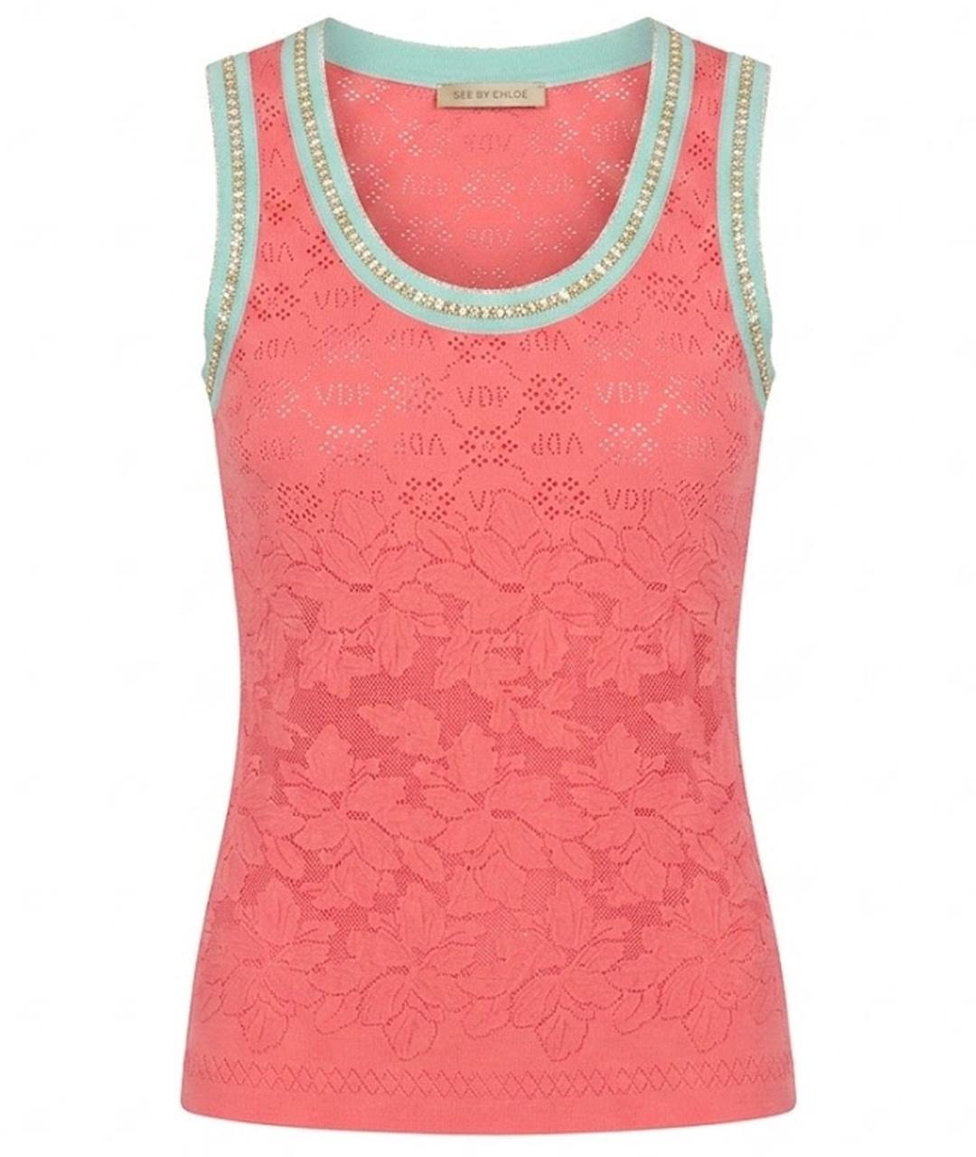 BLUMARINE Коралловая вискозная майка, фото 1