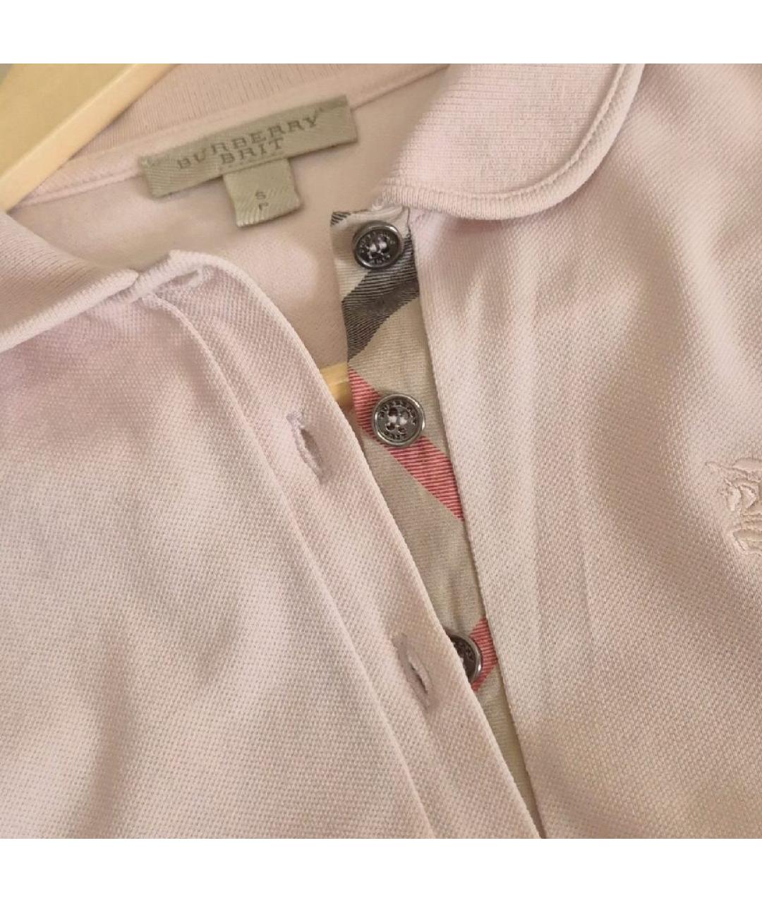 BURBERRY Розовая хлопко-эластановая футболка, фото 7