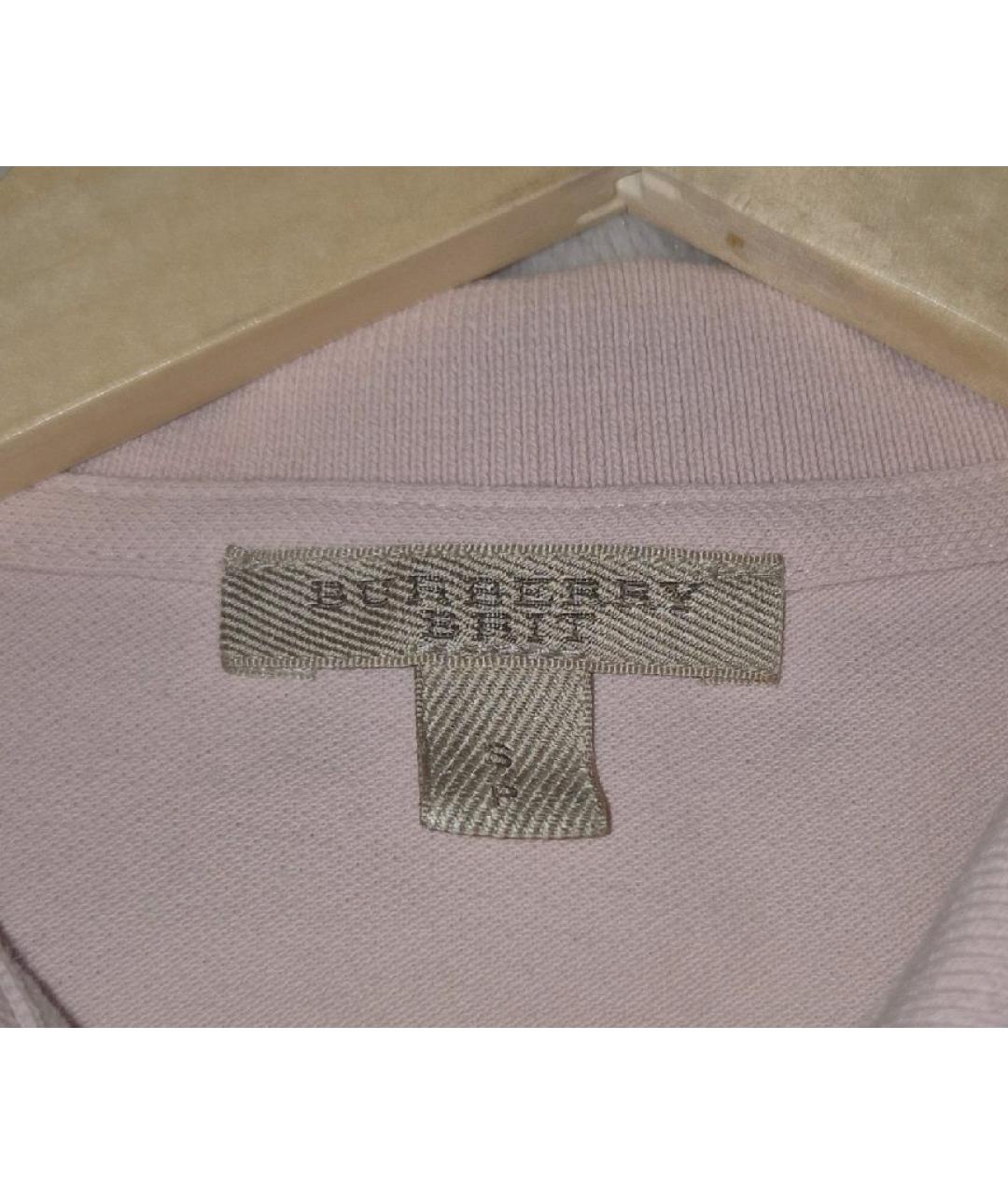BURBERRY Розовая хлопко-эластановая футболка, фото 3