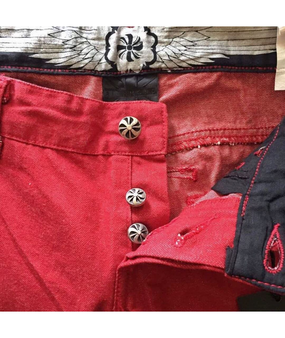 JOHN RICHMOND Красные хлопковые джинсы слим, фото 5