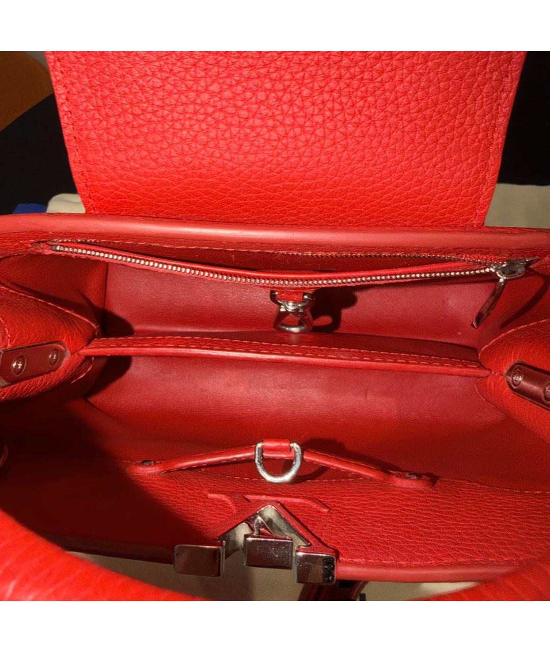 LOUIS VUITTON Красная кожаная сумка с короткими ручками, фото 4