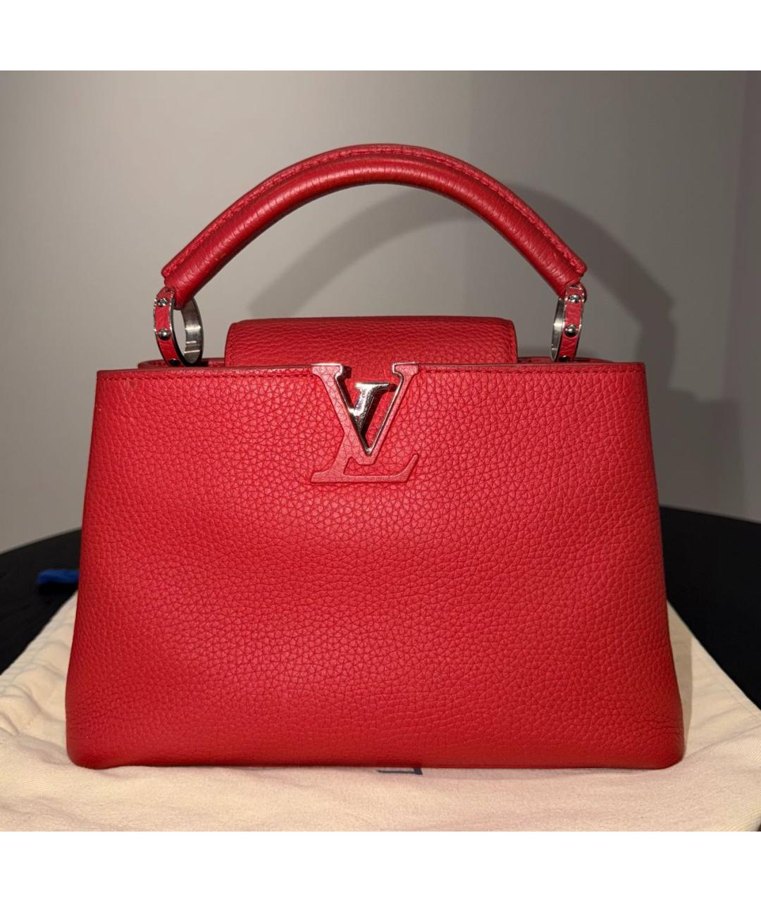 LOUIS VUITTON Красная кожаная сумка с короткими ручками, фото 9