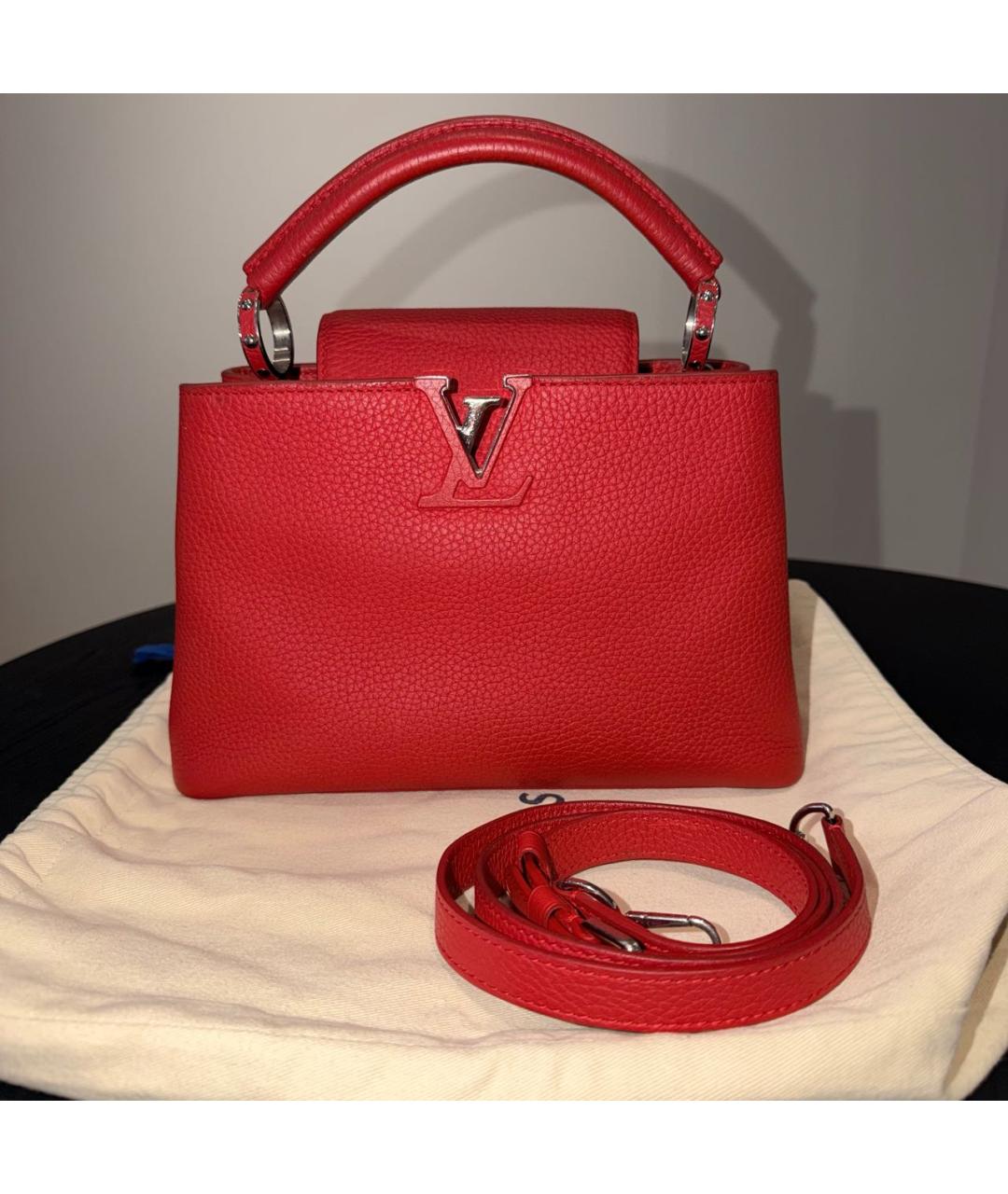 LOUIS VUITTON Красная кожаная сумка с короткими ручками, фото 8
