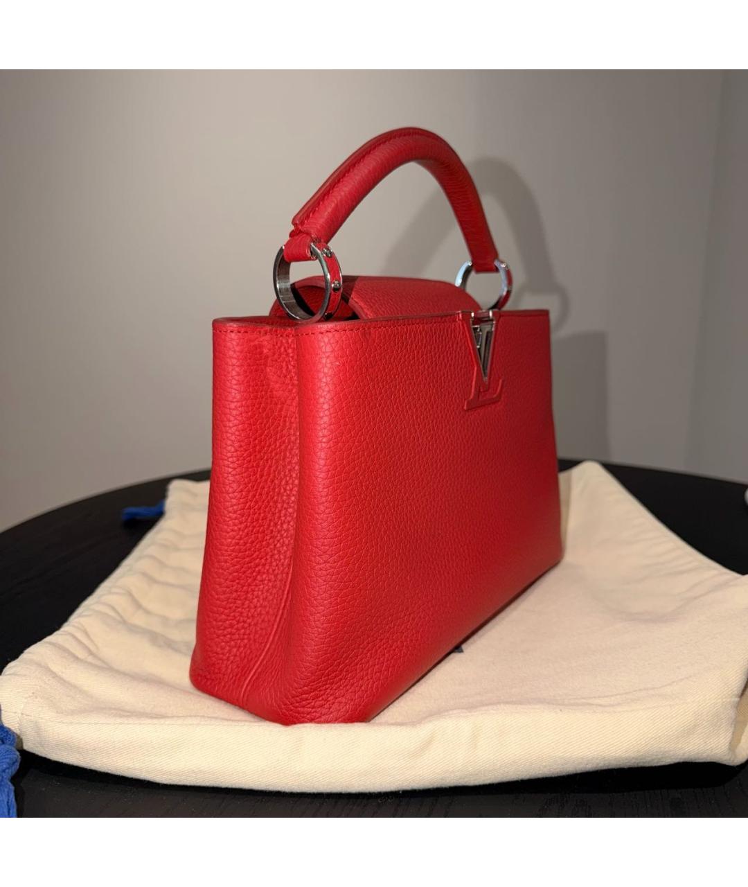 LOUIS VUITTON Красная кожаная сумка с короткими ручками, фото 2