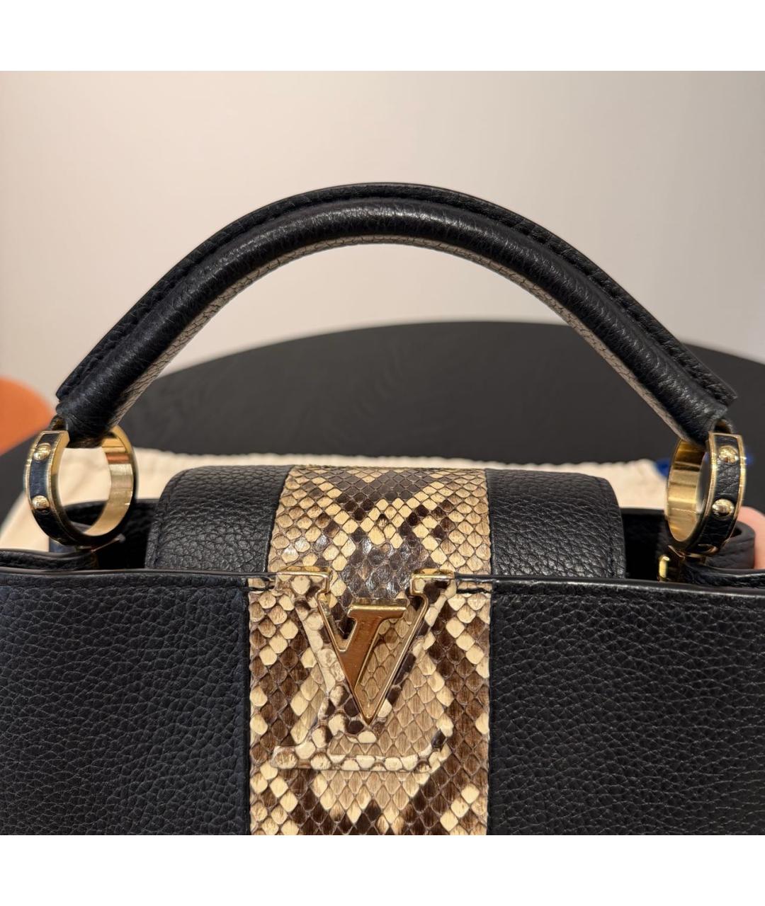 LOUIS VUITTON Черная сумка с короткими ручками из экзотической кожи, фото 5