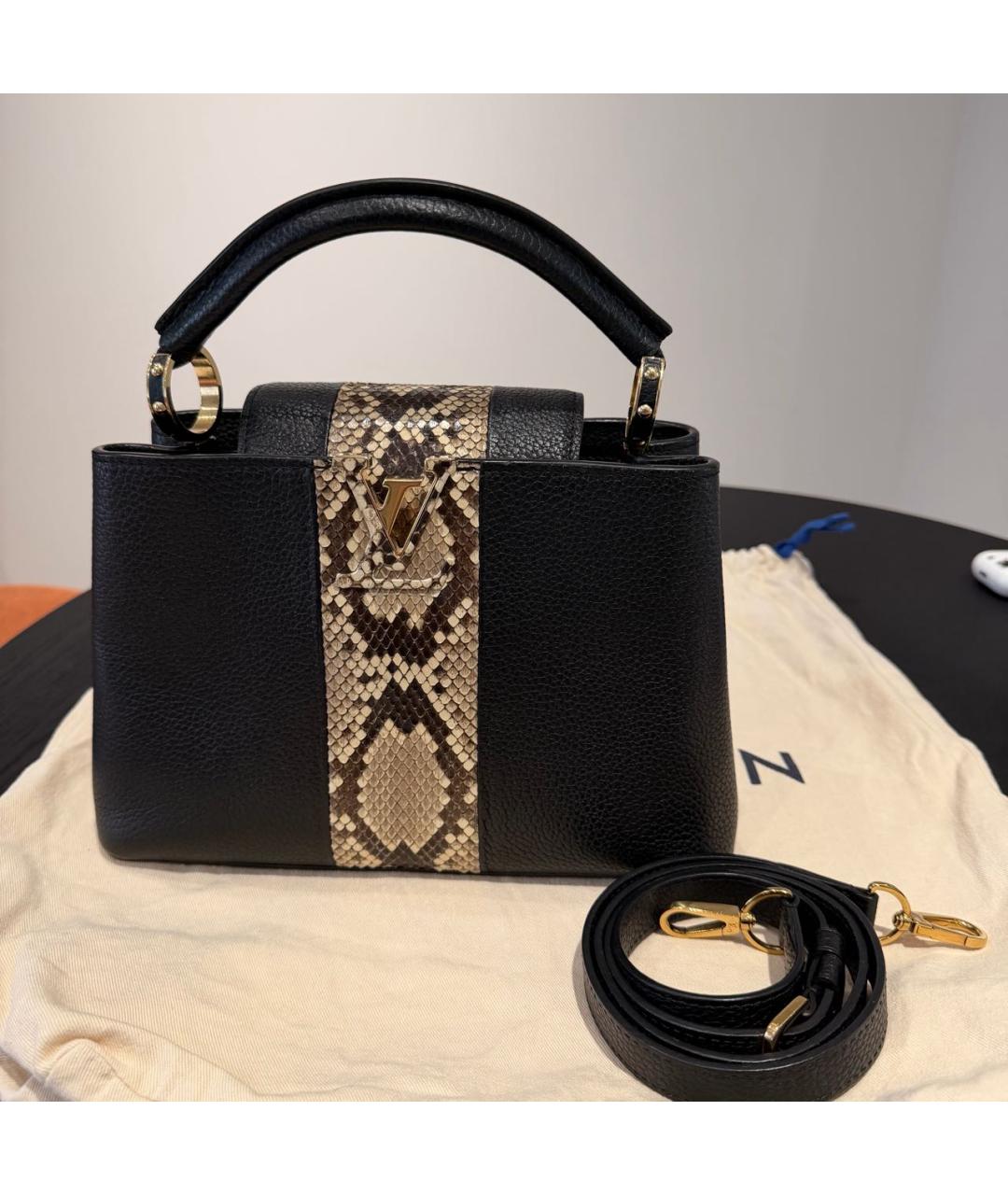 LOUIS VUITTON Черная сумка с короткими ручками из экзотической кожи, фото 7