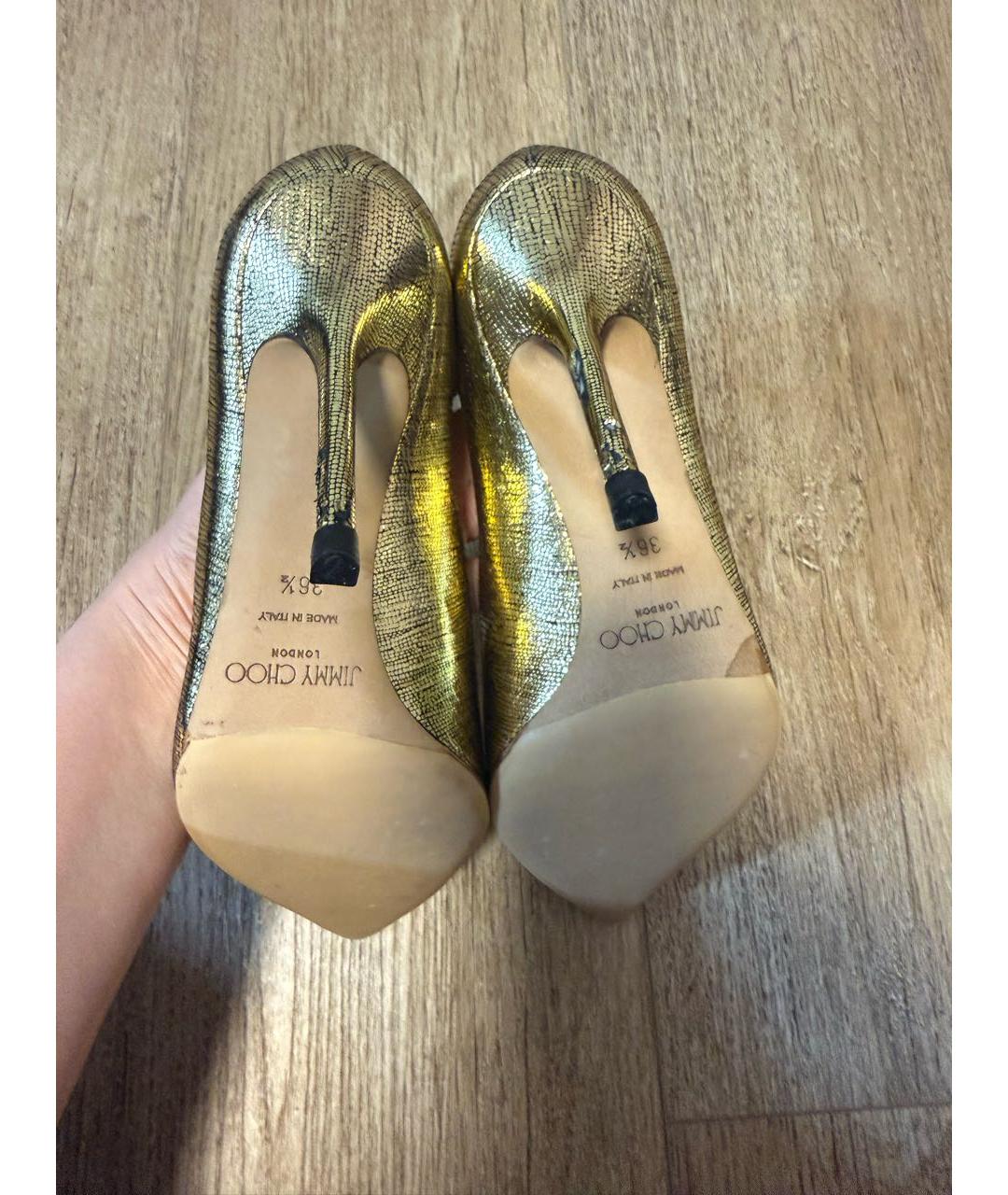 JIMMY CHOO Золотые туфли, фото 5