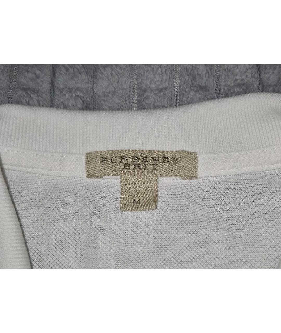 BURBERRY Белая хлопко-эластановая футболка, фото 3