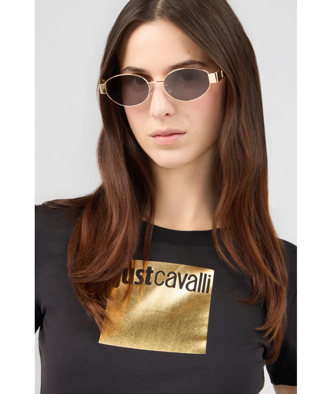 JUST CAVALLI Золотые металлические солнцезащитные очки, фото 3
